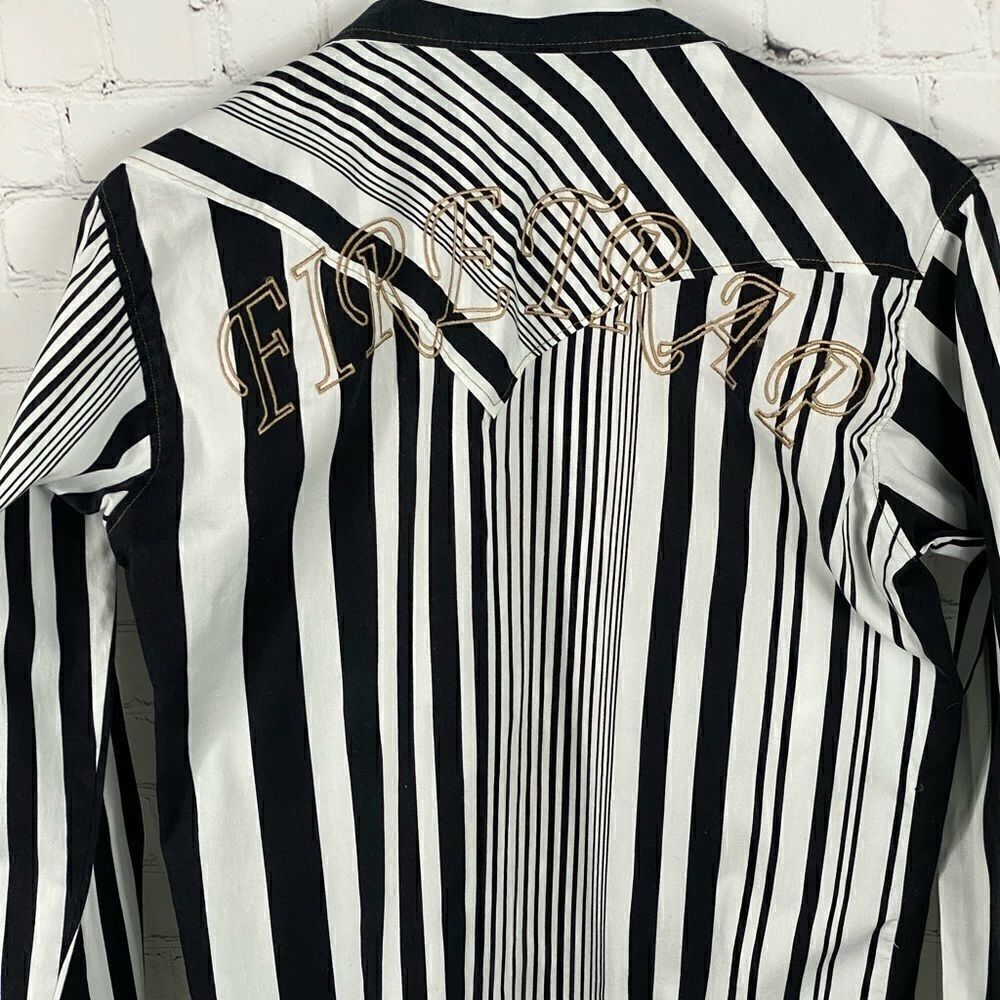 Fire Trap Long Sleeve Embroidered Shirt. Large